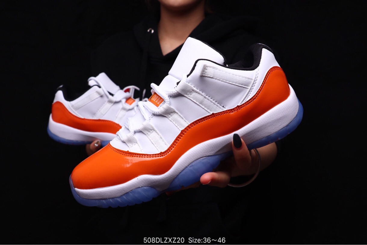 2019 Men Jordan 11 Low White Orange Shoes